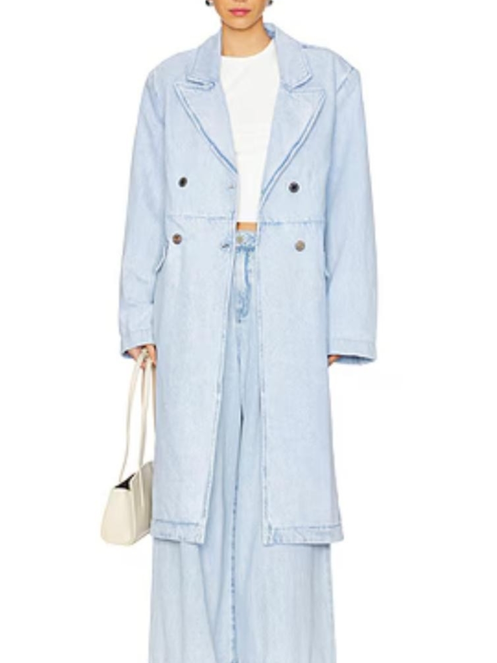 🔥 MUST-HAVE 🔥 WeWoreWhat NWT Oversized Light Blue Denim Trench Coat XS/S/M